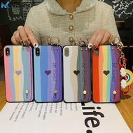 Rainbow Case Huawei P20 P30 P40 P50 Pro P30Lite P40Lite Huawei Y9 2019 Y9Prime 2019 Wrist Strap With Pendant Phone Holder Soft TPU Protective Cover