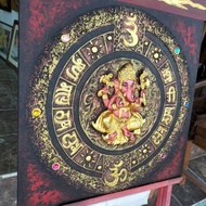 รูปวาด ภาพมงคล พระพิฆเนศ เรซิ่น ภาพวาดบนผืนผ้าใบ painting canvas 60x60cm