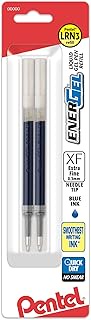 Pentel Refill Ink - for EnerGel RTX Retractable Liquid Gel Pen, (0.3mm) Extra Fine Line, Needle Tip, 2 Pack, Blue Ink