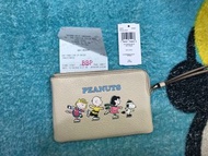 Coach X Peanuts Wristlet in Signature Canvas with Snoopy, 史奴比，Wallet,coin case,with card case,有卡位，散子/紙包，小手抽，銀包,pouch