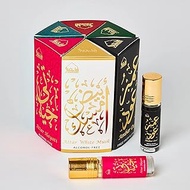 Green Velly Dukhni Attar Oil Set | Authentic Arabic Fragrance Oils | 100% Pure, Alcohol-Free Halal Blends | Amaani, Ameerah, Hayati, Ambar, Ambar Oud, White Musk - 6ml each