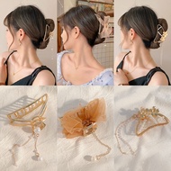 New Tassel Hair Claw Feminine Temperament Pearl Hair Clip Back Head Large Shark Clip Headdress