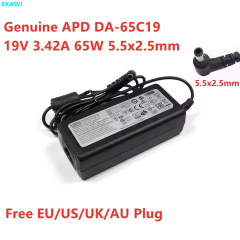 Genuine APD DA-65C19 19V 3.42A 65W 5.5x2.5mm AC Adapter For intel NUC Laptop Power Supply Charger