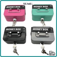 SUMU Cash Box, with Coin Slot Sturdy Handles Money Box, Security Lockable Metal Coin Saving Box