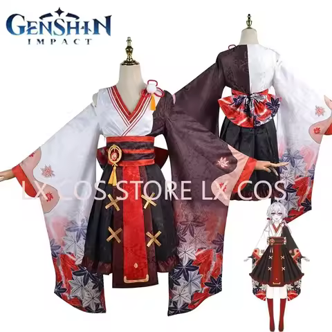 Game Genshin Impact Cosplay Five Kasen Kazuha Costume Kimono Women Lolita Dress Anime Kaedehara Kazu