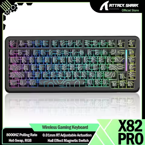 ATTACK SHARK X82PRO HE 75% Wireless Rapid Trigger Gaming Keyboard, Hall Effect Magnetic Switch, 8Khz