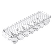 Clear Plastic Egg Holder - 14 Egg Tray Holder - Free Fridge Organizer with Lid Refrigerator Storage