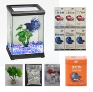 OF OCEAN FREE - 内置LED燈鬥魚缸 (黑色燈框) - 8件組合