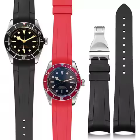 22mm For Tudor Black Bay 1958 GMT 41mm Pelagos Blue Green Sport men Watch Strap Curved end Arc Natur