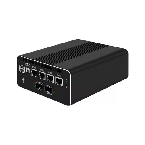 HUNSN Micro Firewall Appliance, Mini PC, Router PC, RJ50k, 4x2.5GbE I226-V, 2 x SFP+ Optical 10Gbe 8