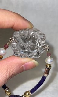 （優惠）黑髮晶黑碧璽金錢九尾狐仙左右吊孔