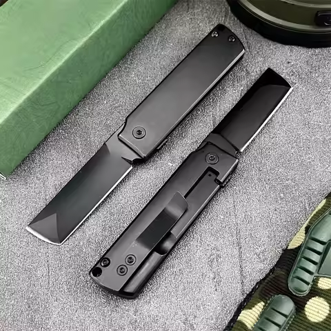 5915 Tactical Folding Knife Black 8Cr13MoV Blade 420 Steel Handle Essential Tool EDC Camping Fishing