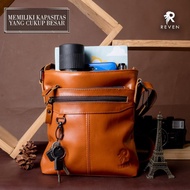 Reven Leather - Tas Selempang Pria Kulit Asli Trendly Kekinian Reven