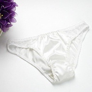 2023 Korean Mulberry Silk Sexy Silk Lace Underwear Breathable Low Waist Comfortable Antibacterial Briefs Lingerie Femme Panties