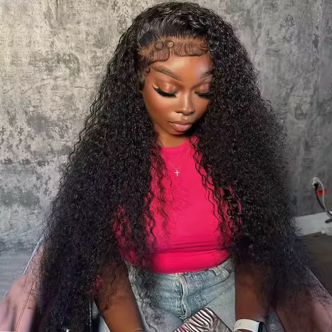 Natural Black Deep Wave Human Hair 13x6 HD Transparent Lace Front Wig 7x6 Brazilian Remy Human Hair 