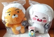 1套2隻 Kakao Friends Little Friends Ryan 獅子 lion 桃 Apeach 桃子 27cm 全新正版 購自韓國 汗蒸幕 毛巾 頭巾 造型 BB 中形 size 大公