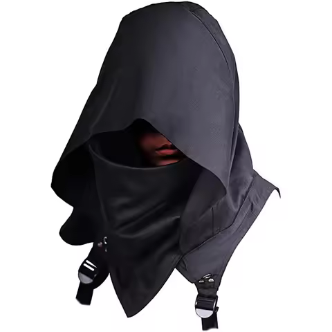 Vintage Adult Cyberpunk Costumes Hooded Cloak Cape Cowl Accessory Cosplay Medieval Assassin Hat Warr