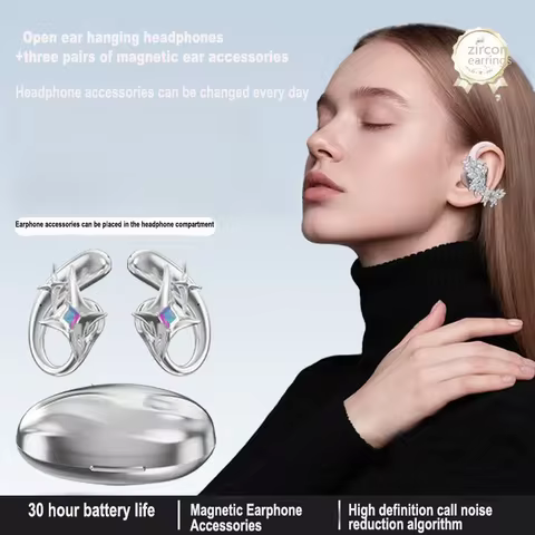 Erdu Open Ear Hook Jewelry Earbuds 3 Pairs Magnetic Earrings Bluetooth 5.4 Waterproof Call Noise Can