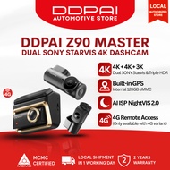 [4K + 4K] DDPAI Z90 Master Series Front 4K & Rear 4K HDR SONY STARVIS 2 Dash Cam with 4G Connectivit