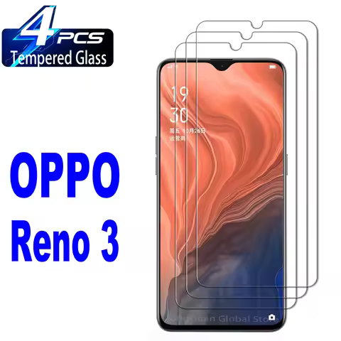 9H Screen Protector Glass For OPPO Reno 3 2/4Pcs HD Tempered Glass Film