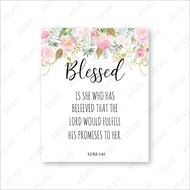 Retro Font English Wall Art Posters Watercolour Flowers Blessed Quotes Picture Canvas Painting Home