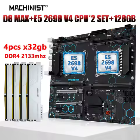 MACHINIST X99 MD8 motherboard, LGA2011-3, kit set Xeon. E5 2698 V4, dual CPU DDR4 ECC 4*32GB 2133MHz