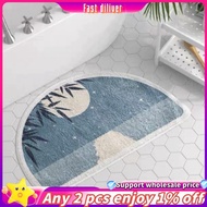 JR-Morandi Shower Mat Microfiber Bath Mat Floor Semicircle Mats D