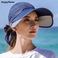 Women's Sun Hat Cycling Breathable Visor Caps Female Scalable Brim Empty Top Baseball Cap Wide Brim Cap UV Protection Beach Hats