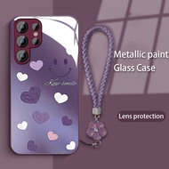 Glass phone case for Samsung Galaxy S24Ultra/S24Plus/S24 Love Smiling Face Pattern S23FE/S23Ultra/S2