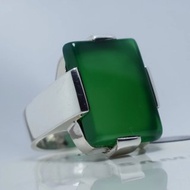 綠色Aqeeq 男款 深色葉門Aqeeq Yamni Akik Yaman Aqiq 925純銀