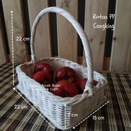 (R035) Rotan Cangking Persegi Panjang - Wadah Buah - Handmade - Fruit Bucket - Keranjang Rotan - Ker