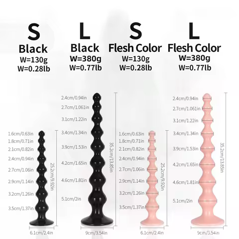 Unisex Extra Long Anal Plug with Beads Tail G Point Massage Masturbator Expanding Beads Back Court B