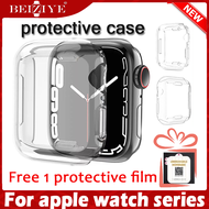 Case + กระจกนิรภัยสำหรับ For apple watch Series 9 8 7 6 5 4 SE 41มม. 45 มม. 40 มม. 44 มม. 38 มม. 42 มม. ป้องกันหน้าจอครอบคลุมกันชนสำหรับ For apple watch ultra / ultra 2 49 มม.เคสป้องกัน