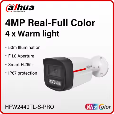 Dahua WizColor 4MP 8MP Full Color Bullet Camera 4 Warm Light 4K Night Vision 50m Human Detection HFW