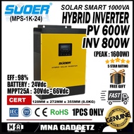 SUOER MPS-1K-24 High Frequency Dc Ac Inverter 24vdc to 230vac Pure Sine Wave Hybrid Solar Power Inve