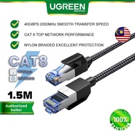 UGREEN Cat 8 Ethernet Cable 40Gbps 2000MHz RJ45 Network LAN Cord High Speed Networking Nylon Braided Internet LAN Cord Wire Router Modem Smart TV Laptop Computer Printer Switch Boxes PS3 PS4 PS5 Xbox Samsung Huawei Msi Dell Asus Acer HP Windows