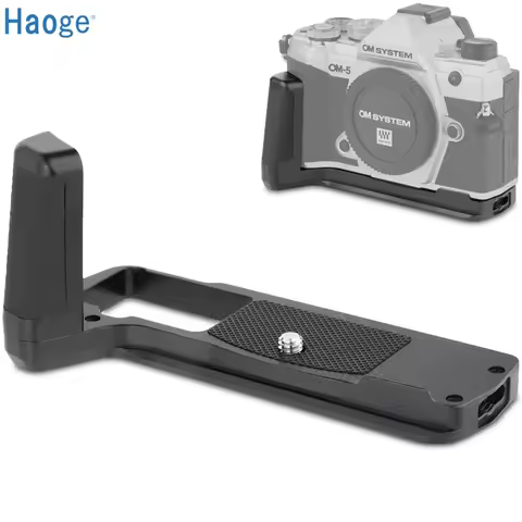 Haoge HG-OM5 Camera Bracket Holder Hand Grip for OM SYSTEM OM-5 fit Arca Swiss Kirk RRS Benro Quick 