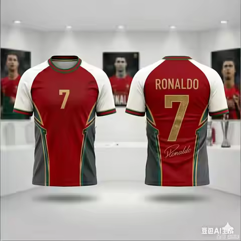 Children's #Ronaldo#7 Football T-shirt Boys' and Girls' Football Jersey Breathable and Quick-Drying