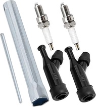 SYOWADA 2 Pcs F7TC Spark Plugs + Spark Plug Boot Caps + Wrench, Replacement for Honda GCV135 GCV160