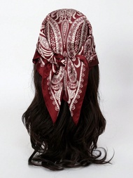 1pc Minimalist 70s Paisley Print Scarf, New Spring Design, Versatile Use As Headscarf, Belt, Bag Acc