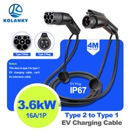 Kolanky EV Charging Cable 16A 3.6KW Type 2 to Type 1 Connector For US Electric Vehicle Fast Chargin