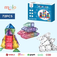 MALOTOYS - MNTL Star Magnetic Tiles 72 Pcs PASTEL Colors TRANSPARENT CLASSIC Blocks Magnetic Block T