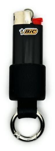 Mini BIC Keychain Lighter Holder with Spring Clip | J5 Black Lighter Case for Small BIC Lighters | 1
