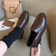 AA18-2020 spring autumn oxford shoes woman leather belt slip on loafers square toe chunky leather fl
