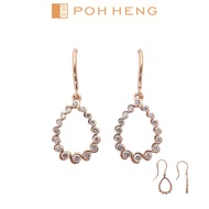 Poh Heng Jewellery 18K Love Journey Teardrop Diamond Earrings in Rose Gold