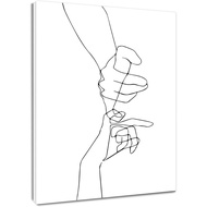 Black and White Canvas Wall Art Hand in Hand Canvas Art Wall Decor Minimal Sketch Line Art Canvas Wa