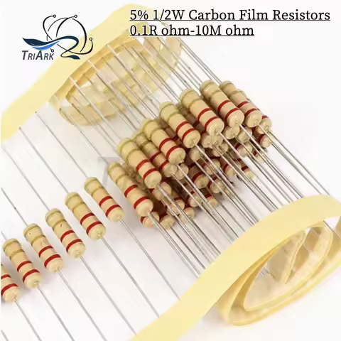 50PCS 1/2W 5% 0.1R~10M Carbon Film Resistors 100R 220R 1K 1.5K 2.2K 3K 4.7K 10K 22K 47K 100K 1M 100 