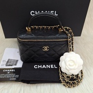 CHANEL AP2199 VANITY CASE 黑 羊皮 金鍊 COCO 化妝包／箱 長盒子