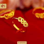 Everhoney Romantic Engagement Ring Three Love Heart 916 Gold Ring Promise Love Ring for Her Gift