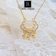 (Titan) N75 Dây Chuyền Nữ Titan Mặt Trắng Ba Chuông May Mắn Đẹp